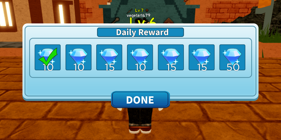 Roblox daily rewards example