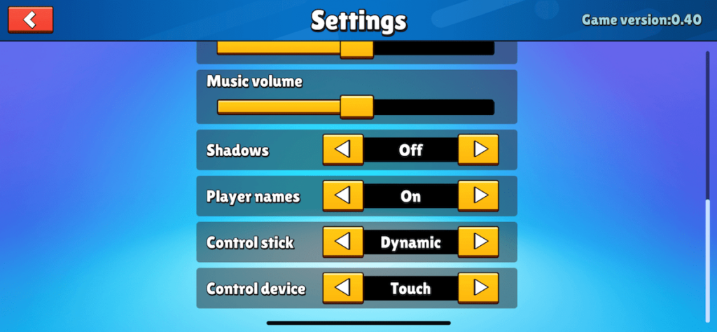 Stumble guys settings example